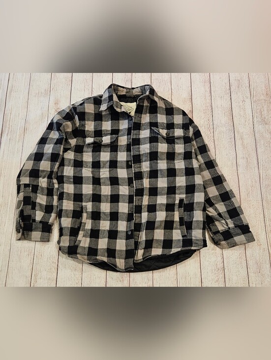 St. John's Bay Other - St. John's Bay Black Quilted Jacket with Plaid Lining